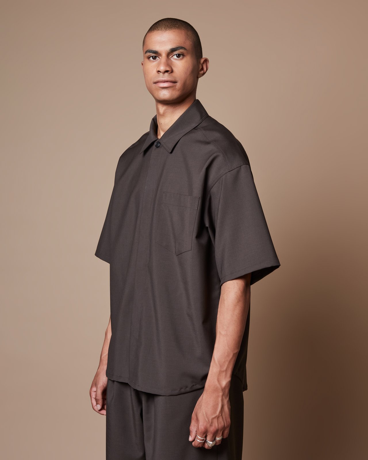 Lownn — Brown Wool / Mohair Minimal Shirt